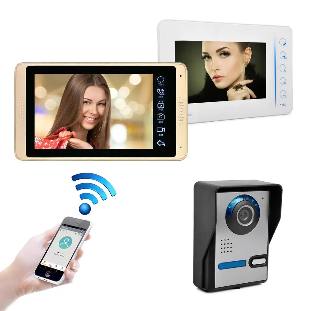 DIY 7 дюймов WiFi интеллектуальные Проводные видео входные двери домофон система с непромокаемой камерой безопасности дверной звонок ночного видения - Цвет: A KIT