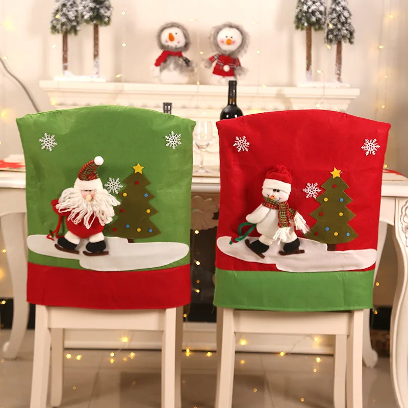 

2021 Christmas Chair Cover Santa Claus Red Xmas Decorations for Home Hotel Navidad New Year Party Seat Covers for Shipping Free