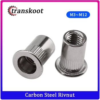 

20Pcs M3 M4 M5 M6 M8 M10 M12 Carbon Steel Rivnut Flat Head Threaded Rivet Insert Nutsert Cap Rivet Nut