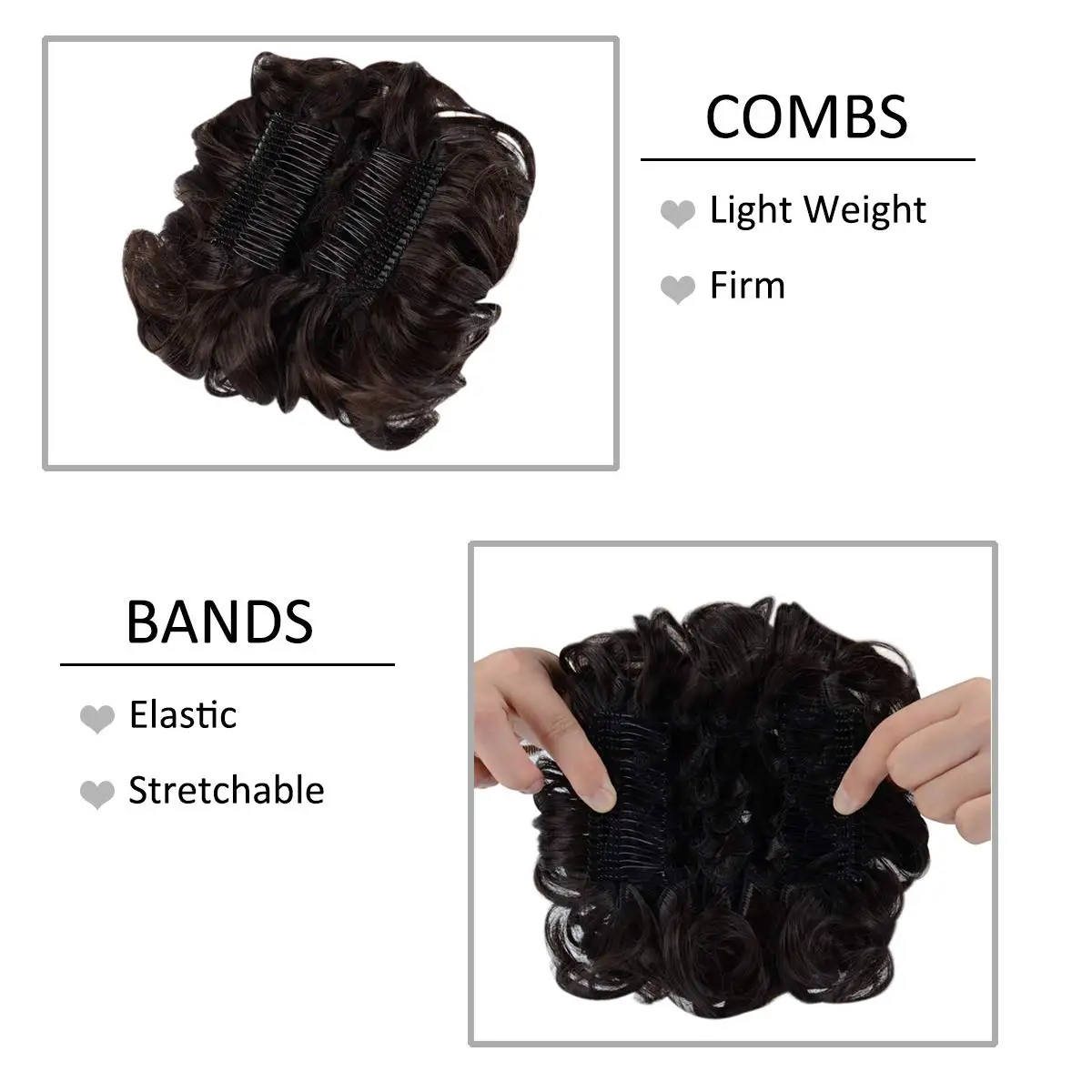 Synthetic Curly Elastic Band Chignon Plastic Comb Clips in Hair Extension Hair Bun Updo Cover Hairpieces Hair Accessories
