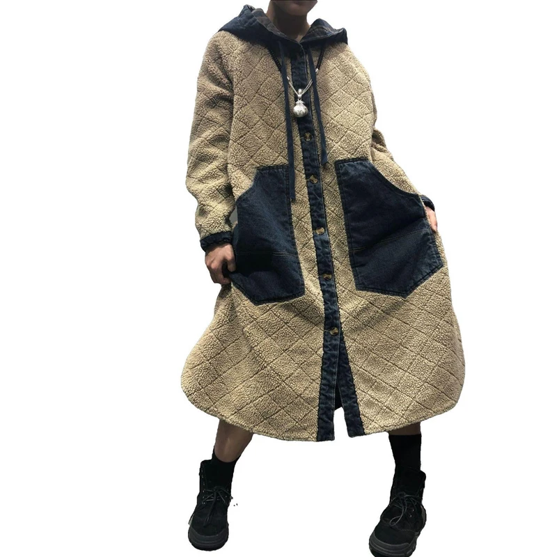 Женская Стеганая куртка в стиле ретро на осень и зиму Свободное длинное толстое