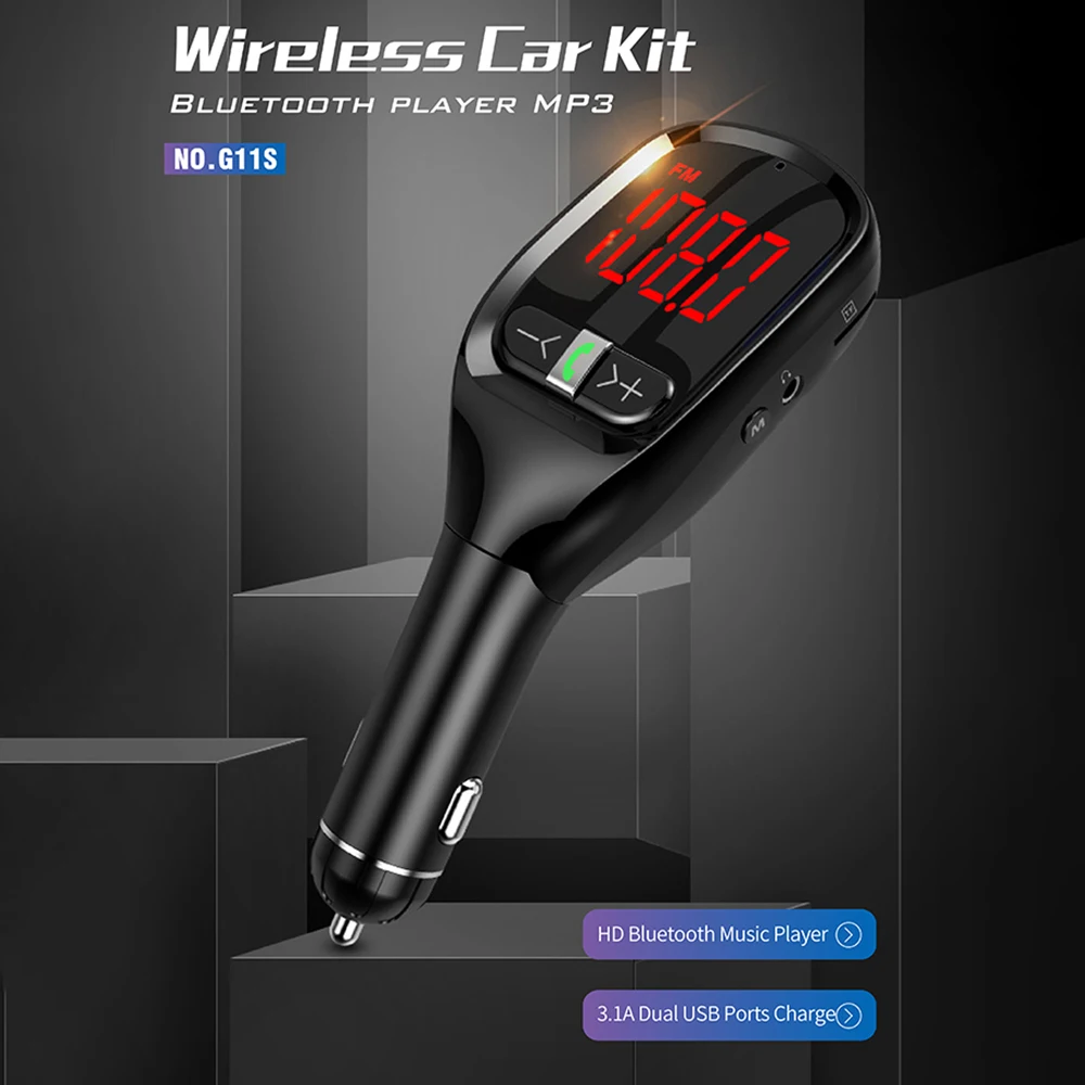 Aux передатчик автомобильный большой экран цифровой дисплей Автомобиль Bluetooth MP3 плеер Мобильный Телефон Handfree вызов с FM Launcher G11S 5