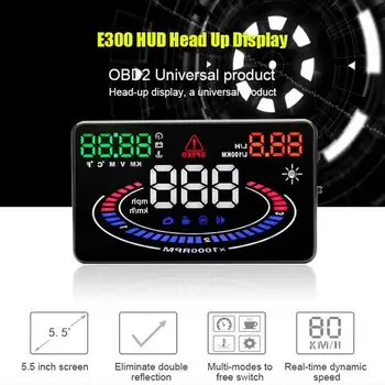 

HUD 5.5" E300 OBD II Universal Head Up Display Car Drive Engine Speed Projector KM/h MPH Speed Warning