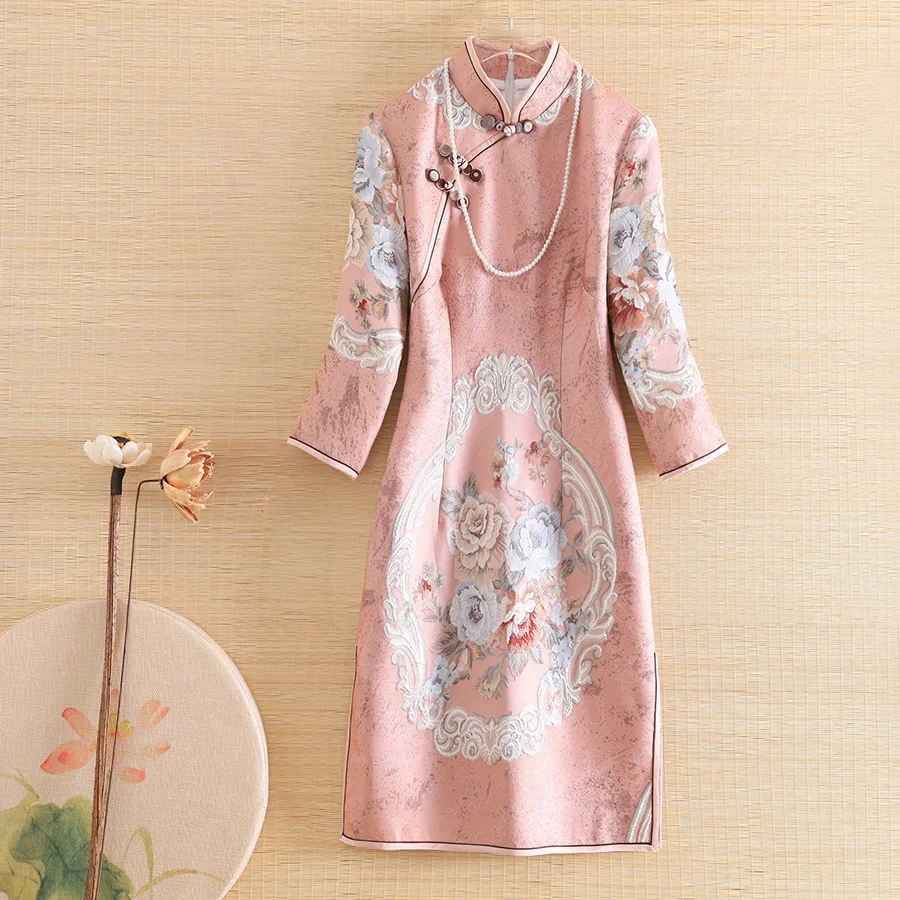 Новое Осеннее женское Королевское Платье Чонсам в этническом стиле ретро