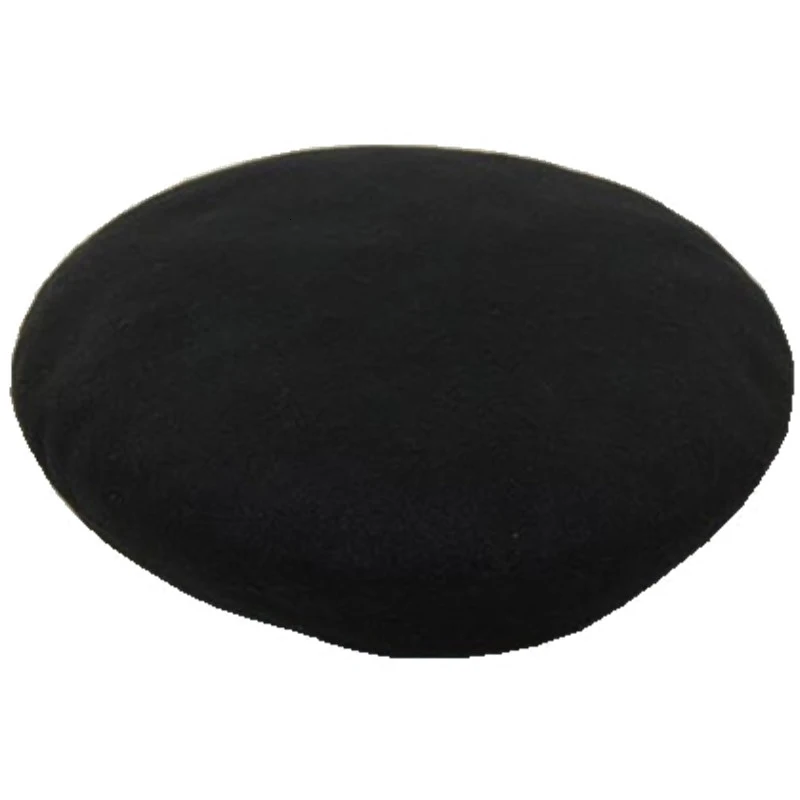 Femmes Hommes Laine Mélange Béret Chapeau PU Bord Militaire Style