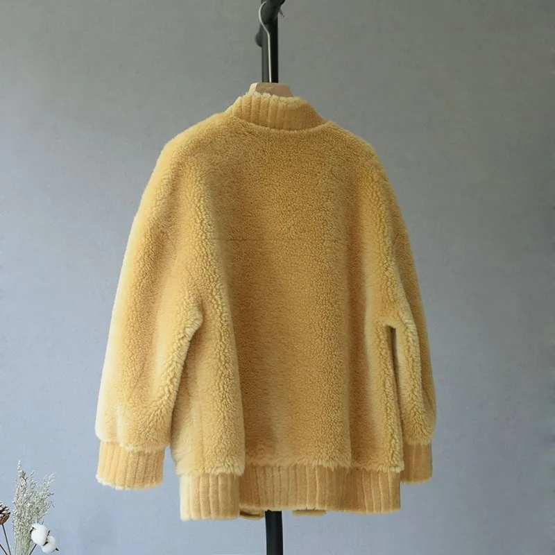 OFTBUY парка с v-образным вырезом зимняя куртка Женское пальто из натурального меха тканая шерсть плюшевый флис медведь плюшевая верхняя одежда теплая уличная