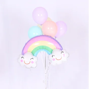 

Baby Shower rainbow foil Balloons colorful cloud with tassel 1st girl birthday party decorations Helium Globos