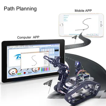 

New Programmable TH WiFi FPV Tank Robot Car Kit With Arm For Raspberry Pi4 (2G) - Line Patrol Obstacle Avoidance Small Claw