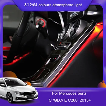 

for Benz ambient light for Mercedes W205 C260 C200L C180L GLC C E 15-20 Interior Atmosphere advanced Ambient Light 3/9/64 colors