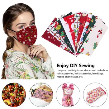 

10pcs 25*25CM Christmas Print Pure Cotton Fabric Christmas Pattern Patchwork For Sewing DIY Holiday Decorations