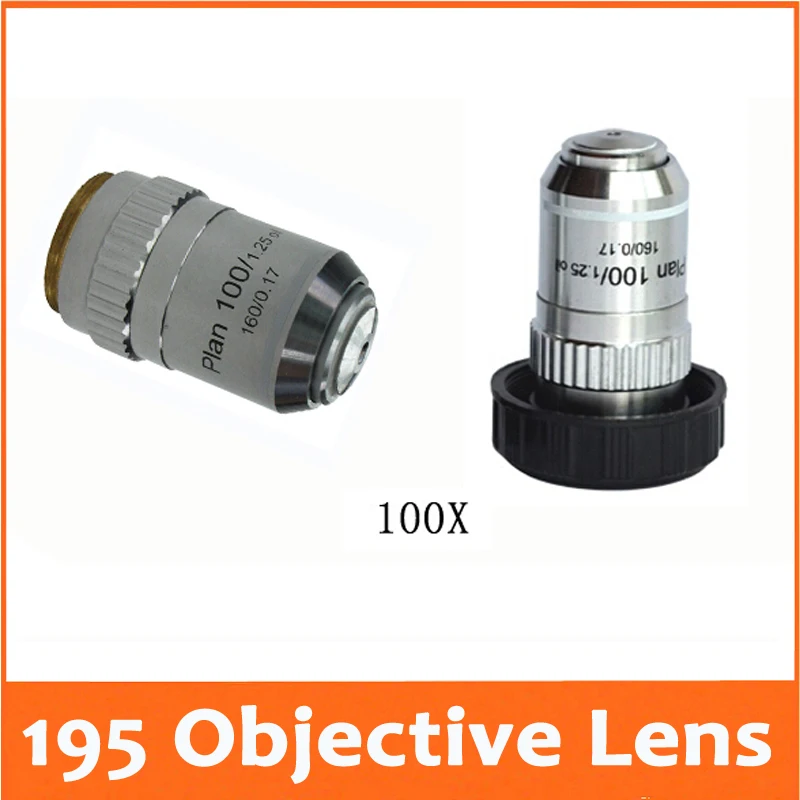 

100X 195 Professional Educational Plan Achromatic Bio-Microscope Objective Lens Thread Diameter 20.2MMx0.705 for Medical Science
