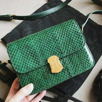 

Brand Luxury Chain Crossbody Bag 2020 Fashion Women Leather Satchels Snake Pattern Bag Simple Brief Chains Handbag