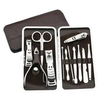 

Fashion 12pcs/set Nail Clipper Set Pedicure & Manicure Stainless Steel Nail Scissors Sickle Tweezers Ear Spoon Beauty Nail Tools