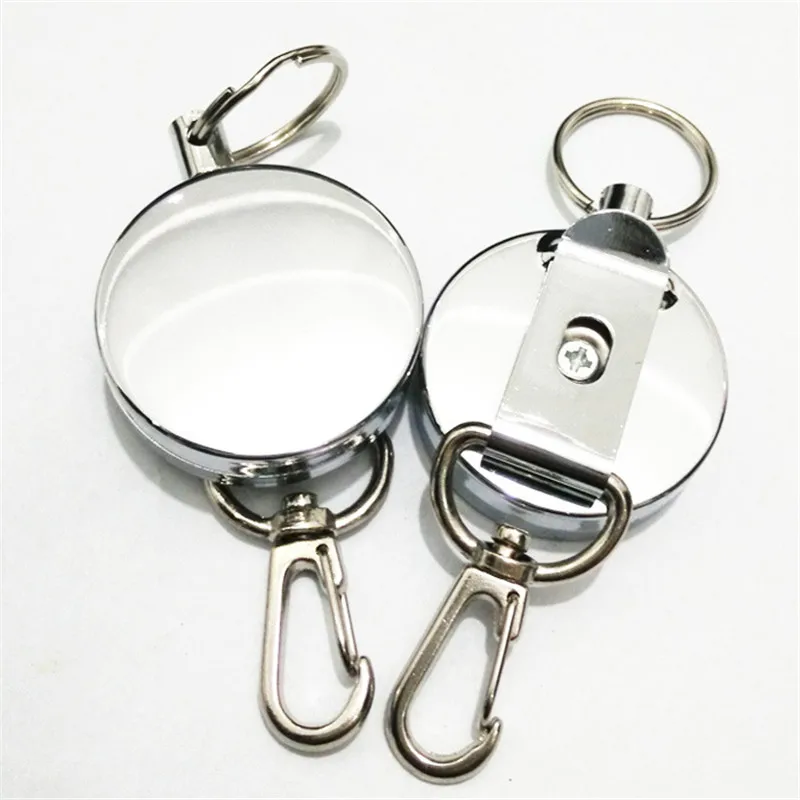 Metal Retractable Pull Key Ring ID Badge Holder Name Tag Card Recoil Reel Belt Clip Gift Office Supplies | Канцтовары для офиса и