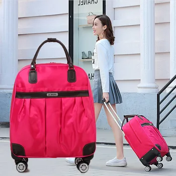 

Women's Duffels Bag Travel High Capacity Clothes Organizer Pouch Waterproof Weekend Luggage Hand Universal Wheel Trolley Package