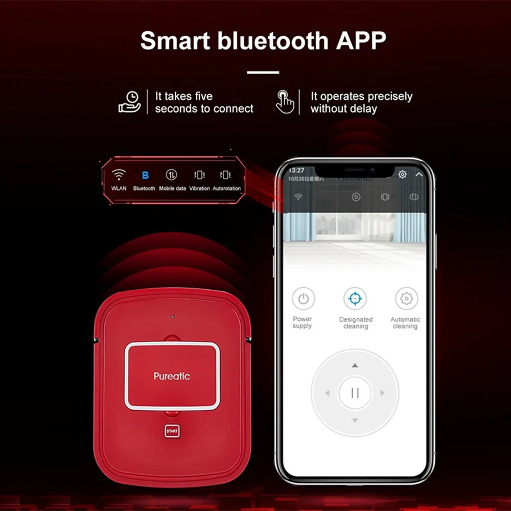 Pureatic V101 пылесос для дома Mute автоматический для уборки пыли стерилизовать Смарт планируемый мобильный приложение дистанционное управление для дома