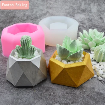 

Succulent Plants Making Concrete Silicone mold 3D flowerpot aromatherapy plaster candlestick DIY Cement Planter Pot Mould
