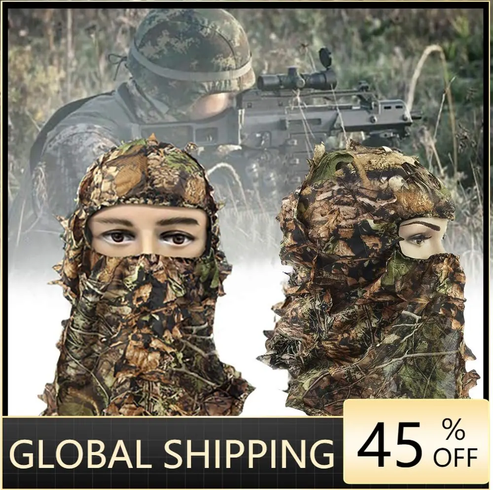 

Hunting Mask Camouflage 3D Leaf Ghillie Camo Face Mask Leafy, Full Coverage, Lightweight Breathable Hunting Veil for Men Women