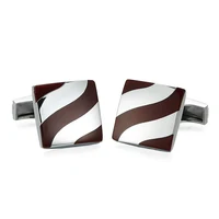 High quality French shirt cufflinks Black Red White Enamel Cuff Links Men's tie clip Cuff Links Jewelry gifts for successful men 2