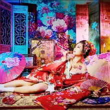 Японские сливы цветочное кимоно для женщин сценические комплекты весна лето великолепные кимоно+ пояс