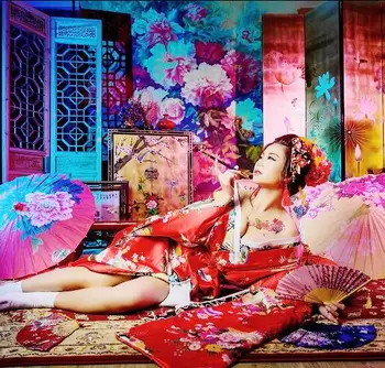 

Japanese Plum Flower Kimono Woman Stage Performance Sets Spring Summer Gorgeous Kimonot+Waistband