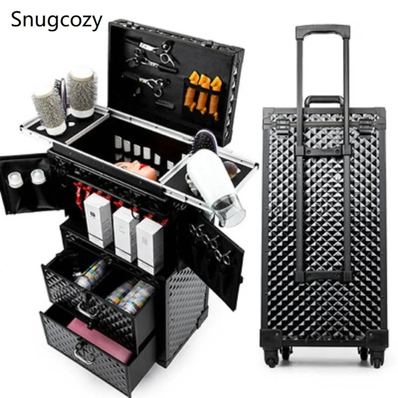Snugcozy большой объем Многофункциональный косметический чемодан ручной работы