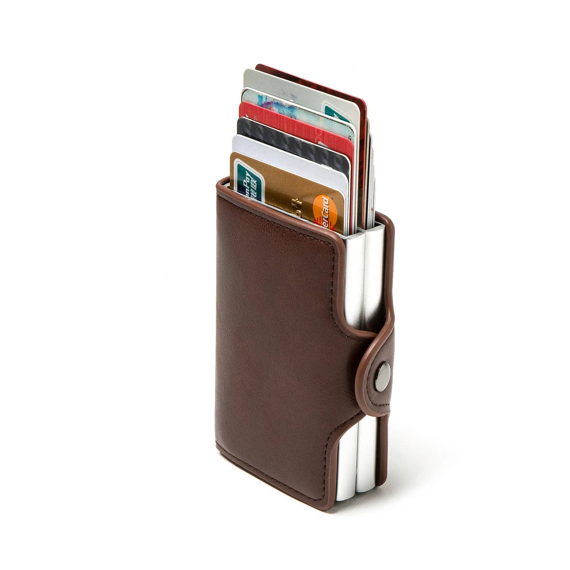 Bycobecy, умный кошелек, двойные коробки, держатель для карт, высокое качество, металлическая коробка, RFID Блокировка, противоугонная, из искусственной кожи, дорожная сумка для денег