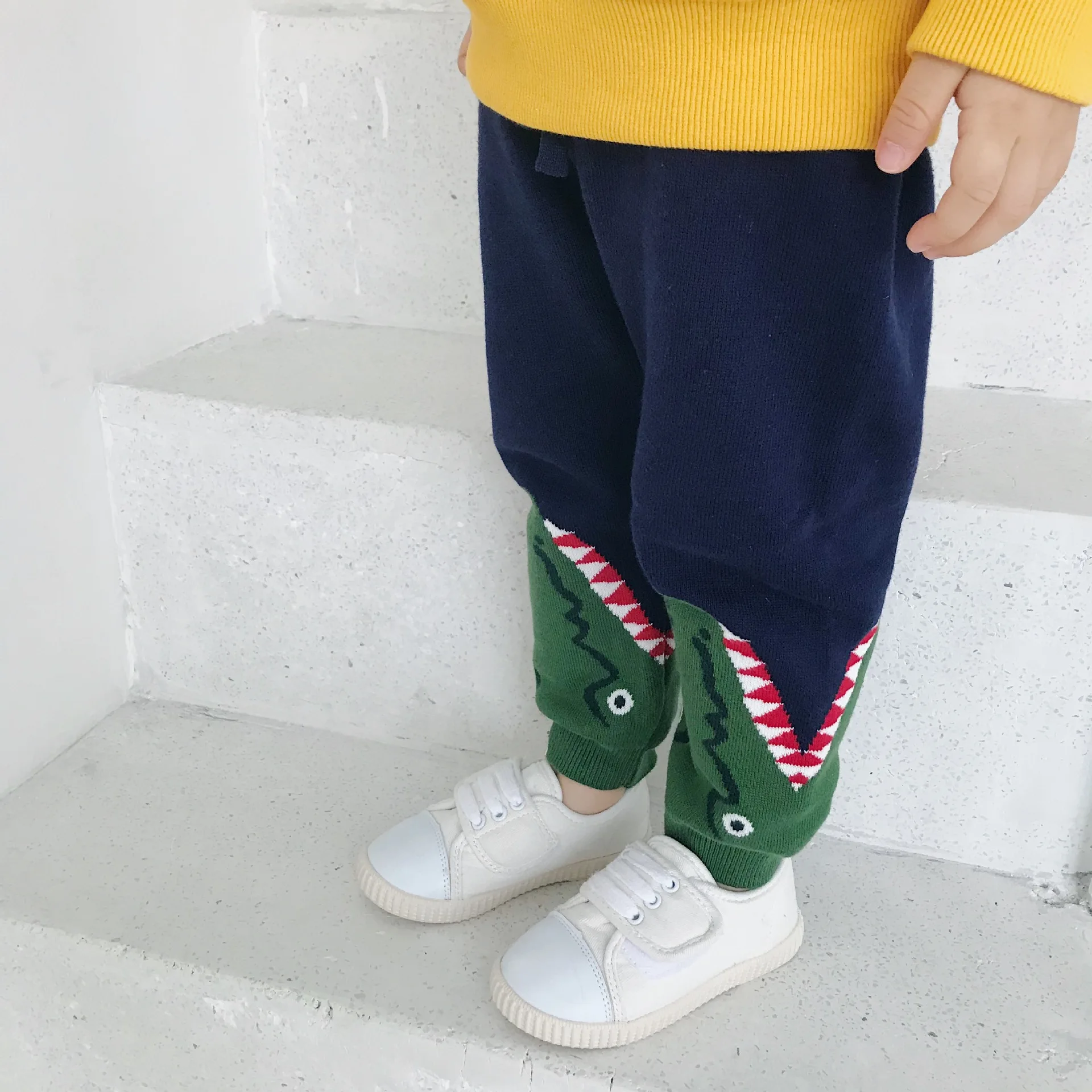 Tonytaoaby/Хлопковые трикотажные брюки; акулы; крокодиловые брюки для мальчиков и девочек; сезон осень-зима