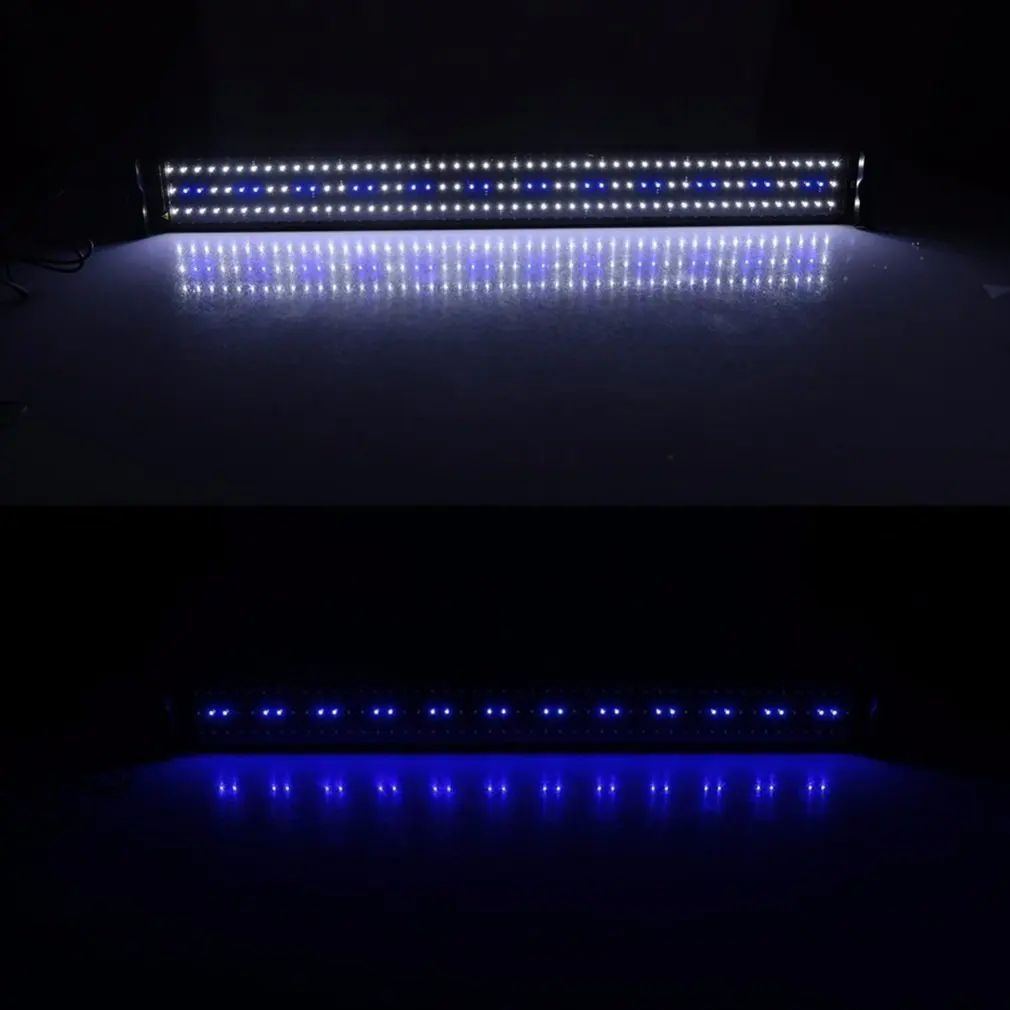 New 120 White& 24 Blue LEDs Fish Aquarium Light Super Bright Fish Tank Light Lamp with Extendable Brackets Fits for Aquarium