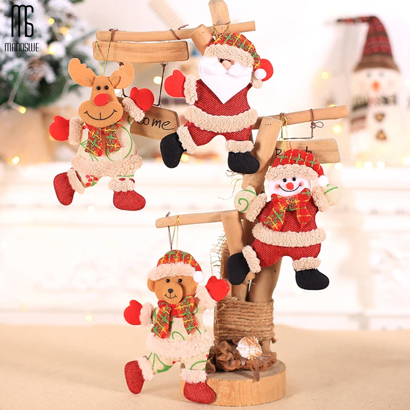 Manoswe Christmas Sticker Christmas Tree Decoration Pendant Santa Claus Snowman Elk Creative New Year Gift For Children