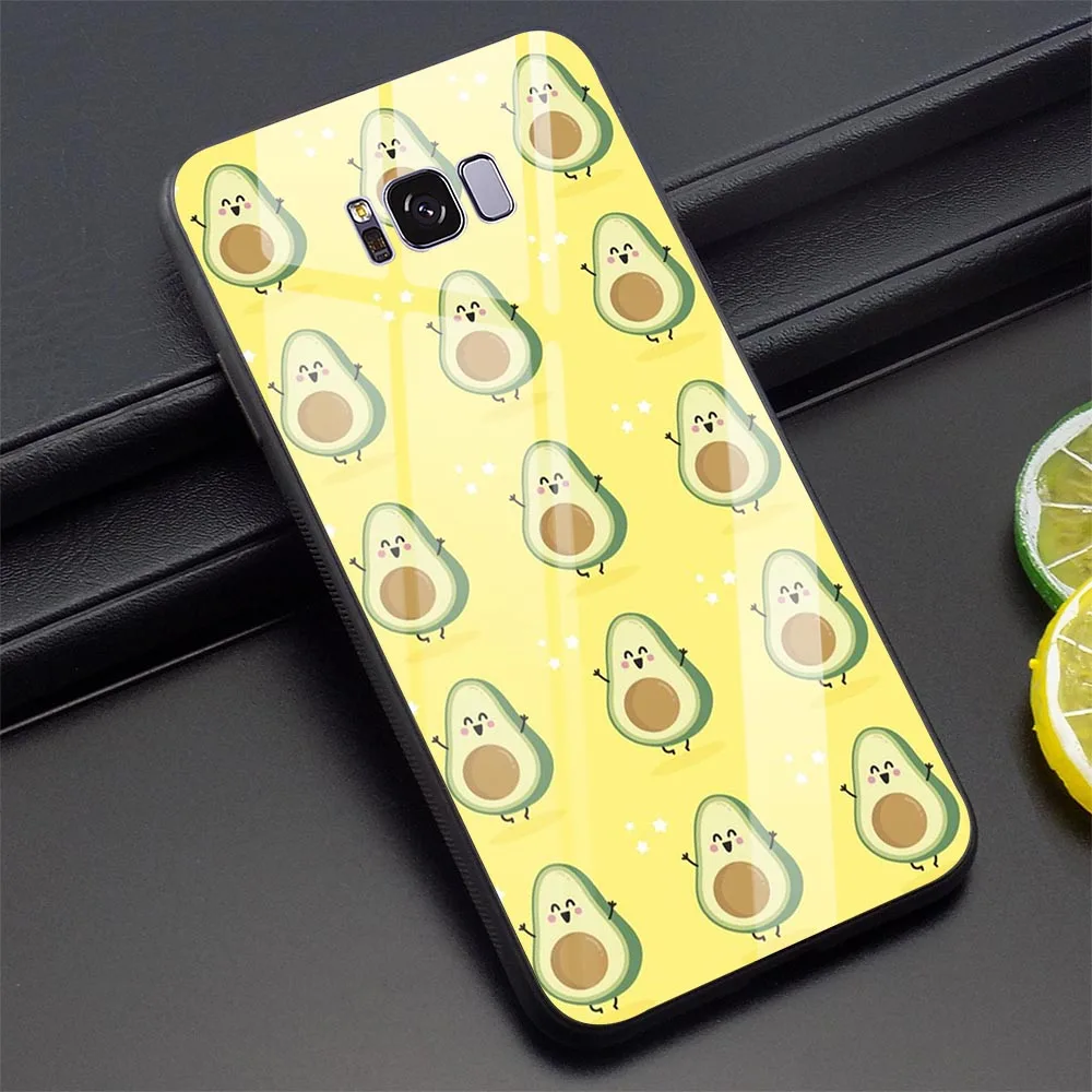 Авокадо закаленное Стекло чехол для телефона для samsung Galaxy S9 крышка A70 A60 M40 A50 A40 A20 A30 A10 S7 край S8 S10 - Цвет: K3000711
