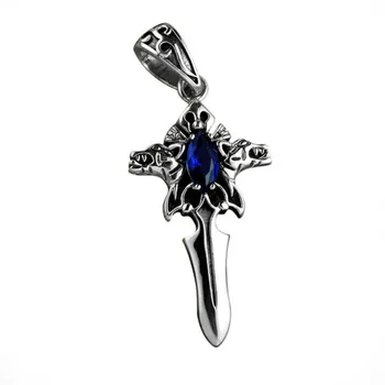 

New Arrival 925 Sterling Silver Lapis Lazuli Sword Necklace Pendant For Men Fine Jewelry Fashion Chain Charm Free Shipping (HY)