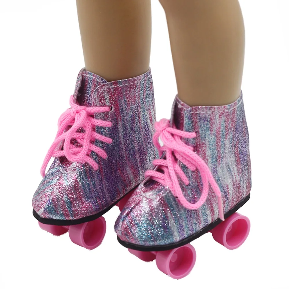 Обувь для маленьких кукол 43 см, нежная блестящая парусиновая обувь с высоким верхом для новорожденных, фиолетово-синяя, детские игрушки, подходит для американских девочек 18 дюймов, кукольная обувь