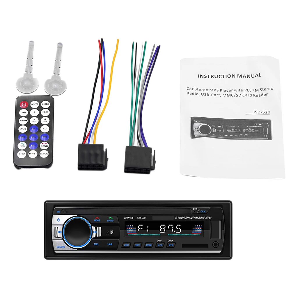 Автомобильный Bluetooth Авто JSD-520 стерео радио FM Aux вход приемник аудио MP3