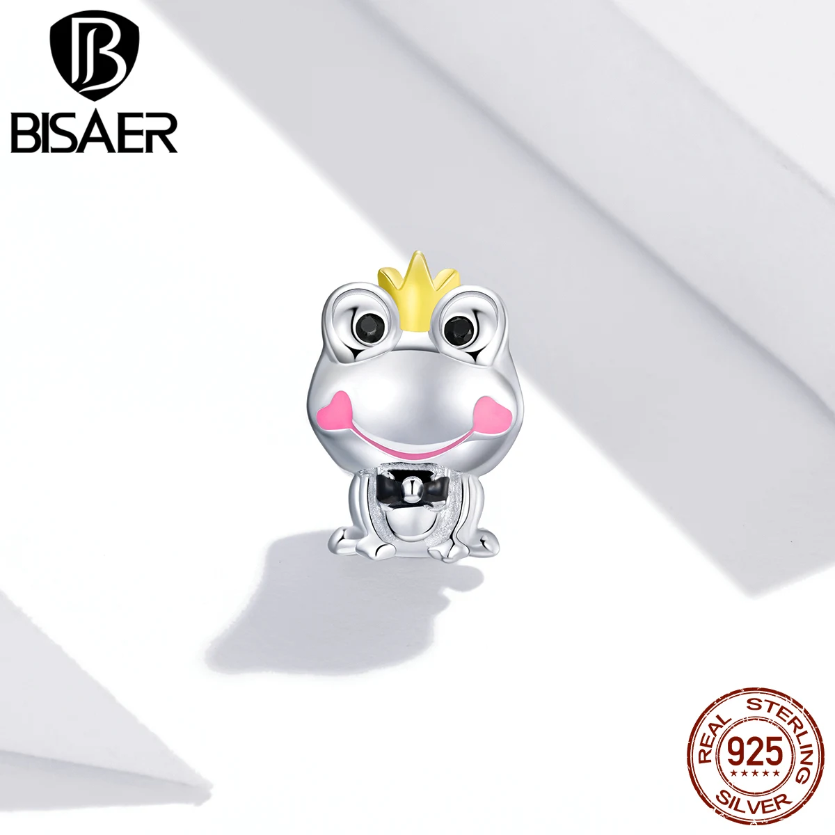 

Bisaer New Gentle Frog Charms 925 Sterling Silver Love Hug Lovely Bear Bead Charm Fit Original 925 Bracelet Fine Jewelry ECC1769