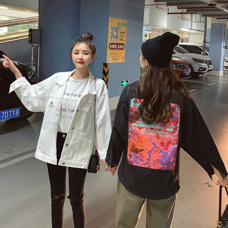 

2019 Autumn And Winter New Style Mid-length Jeans Coat Women's Douyin Celebrity Style Sisters Outfit INS Online Celebrity Tops B