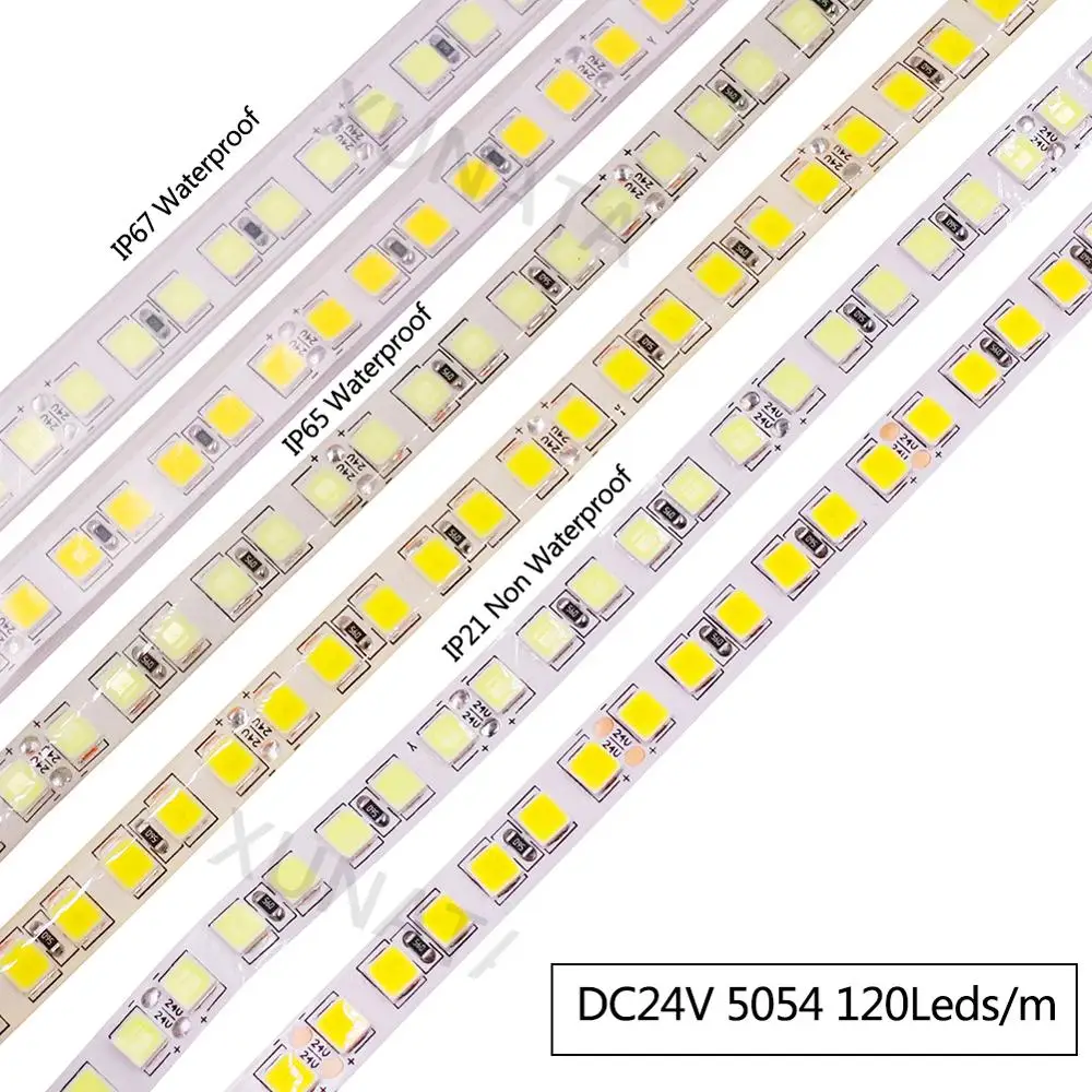 5 м/лот SMD 5054 Светодиодные ленты DC 12V 24V 120 светодиодный s/m Водонепроницаемый светодиодный светильник гибкий светодиодный лента 600 светодиодный супер яркий светодиодный светильник