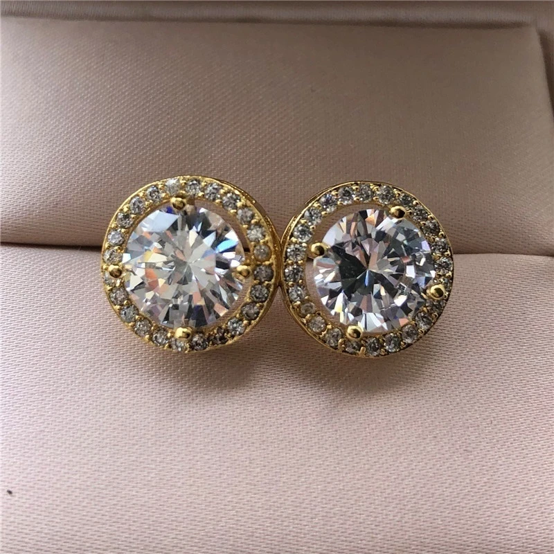Huitan Luxury Aaa Cz Stud Earrings For Women Romantic Elegant Female