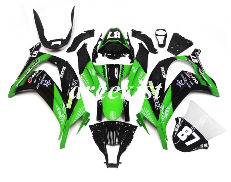 Green black ABS полный набор обтекатели комплект подходит для kawasaki Ninja ZX-10R ZX10R 2011 2012 2013, 11, 12, 13, 14, 15 лет, цвета: зеленый, черный 87 - Цвет: Green black