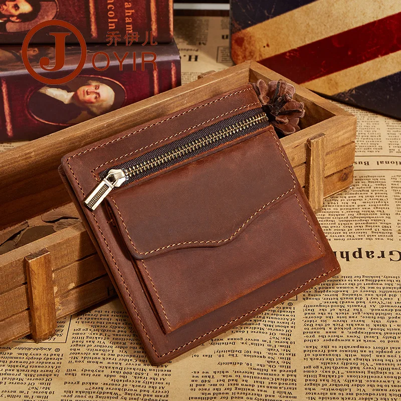 

New Products Leather Wallet for Man Horse Leather Retro Fashion Short Zipper Wallet Casual Fashion Clutch Bag