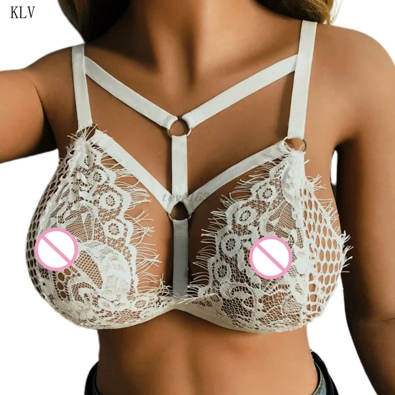 Женский сексуальный бандажный бюстгальтер с металлическим кольцом и