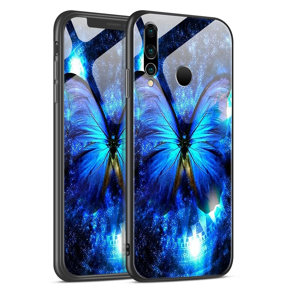 W199 Для Huawei NOVA 2 3 4 звездный узор из закаленного стекла Жесткий Чехол для Nova2 полная Защита задняя крышка Nova3 4 ТПУ ударопрочный корпус - Цвет: W199