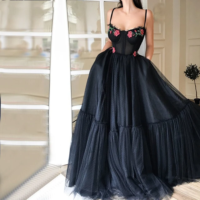 black maxi prom dress