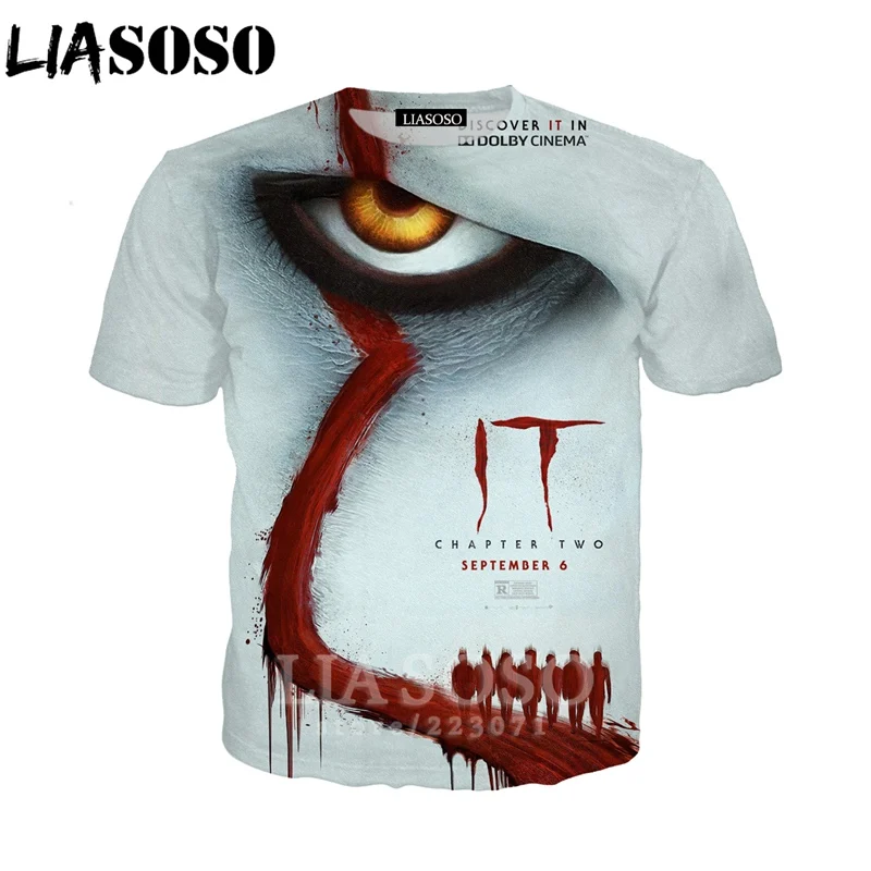 Clown 3D Print T shirt Stephen King It 2019 Pennywise Horror Movie Chapter Two