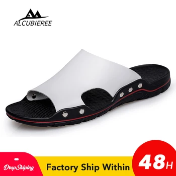 

ALCUBIEREE Men Shoes Solid Flat Bath Slippers Summer Sandals Indoor & Outdoor Slippers Casual Men Non-Slip Flip Flops Beach Shoe