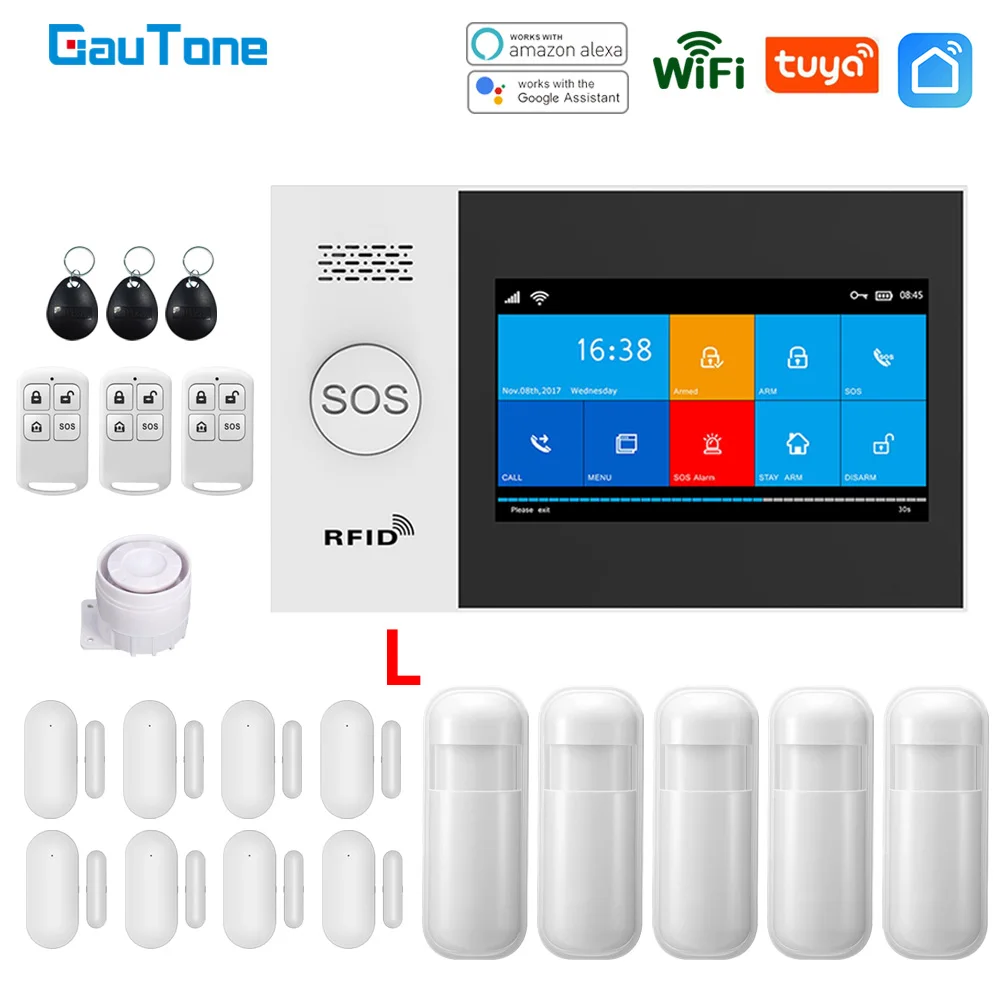 GauTone PG107 Wifi GSM Alarm System for Home Security Alarm Support Tuya APP Remote Contorl With IP Camera Support Alexa front parking sensor Alarm Systems & Security