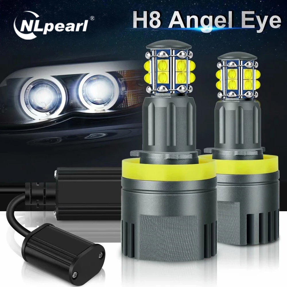 

NLpearl 1pair 60W H8 White LED Angel Eye Halo Ring Marker Light Bulbs Fit for BMW E60 E61 X5 E70 X6 E71 E90 E91 E92 E89 E82 E87