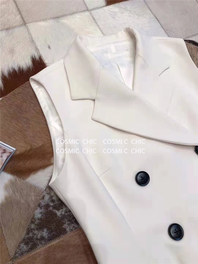 Comicchic женское офисное осенне-зимнее платье Doule Button Blazers короткие платья без рукавов модное платье-жилет Vestidos