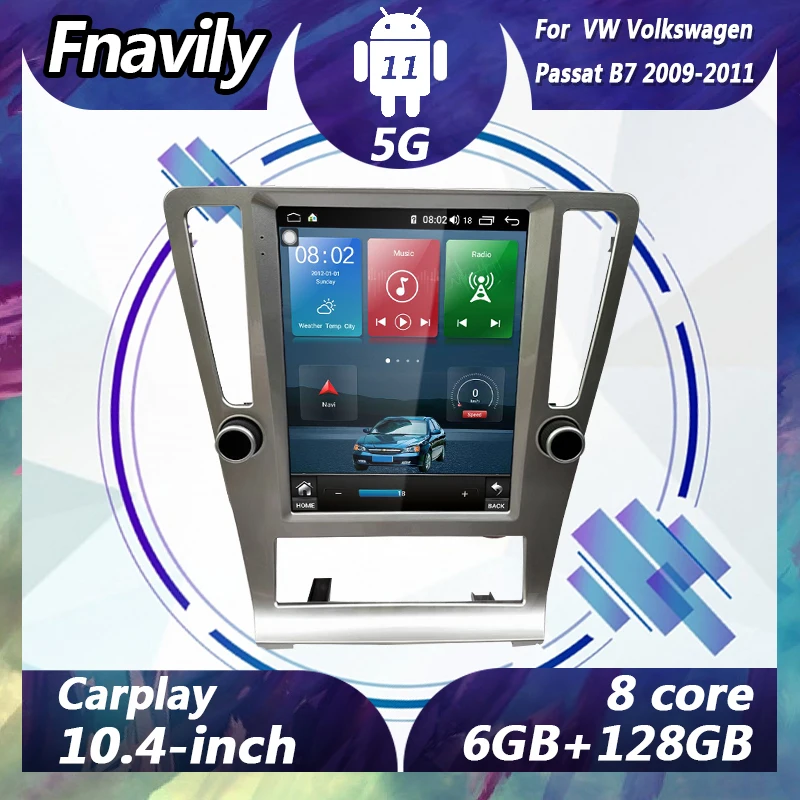 

Fnavily 10.4'' Android 11 car dvd player For VW Volkswagen Passat B7 video Tesla style car radio stereos audio GPS DSP 2009-2011