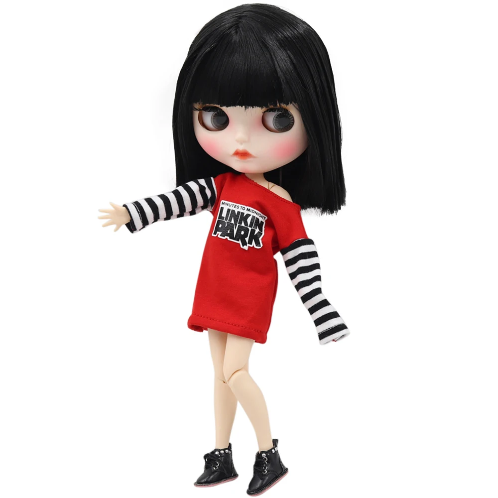 ICY DBS Blyth Doll 1/6 bjd white skin joint body Handsome black short straight hair matte face with eyebrows Lip gloss sd toy | Игрушки и